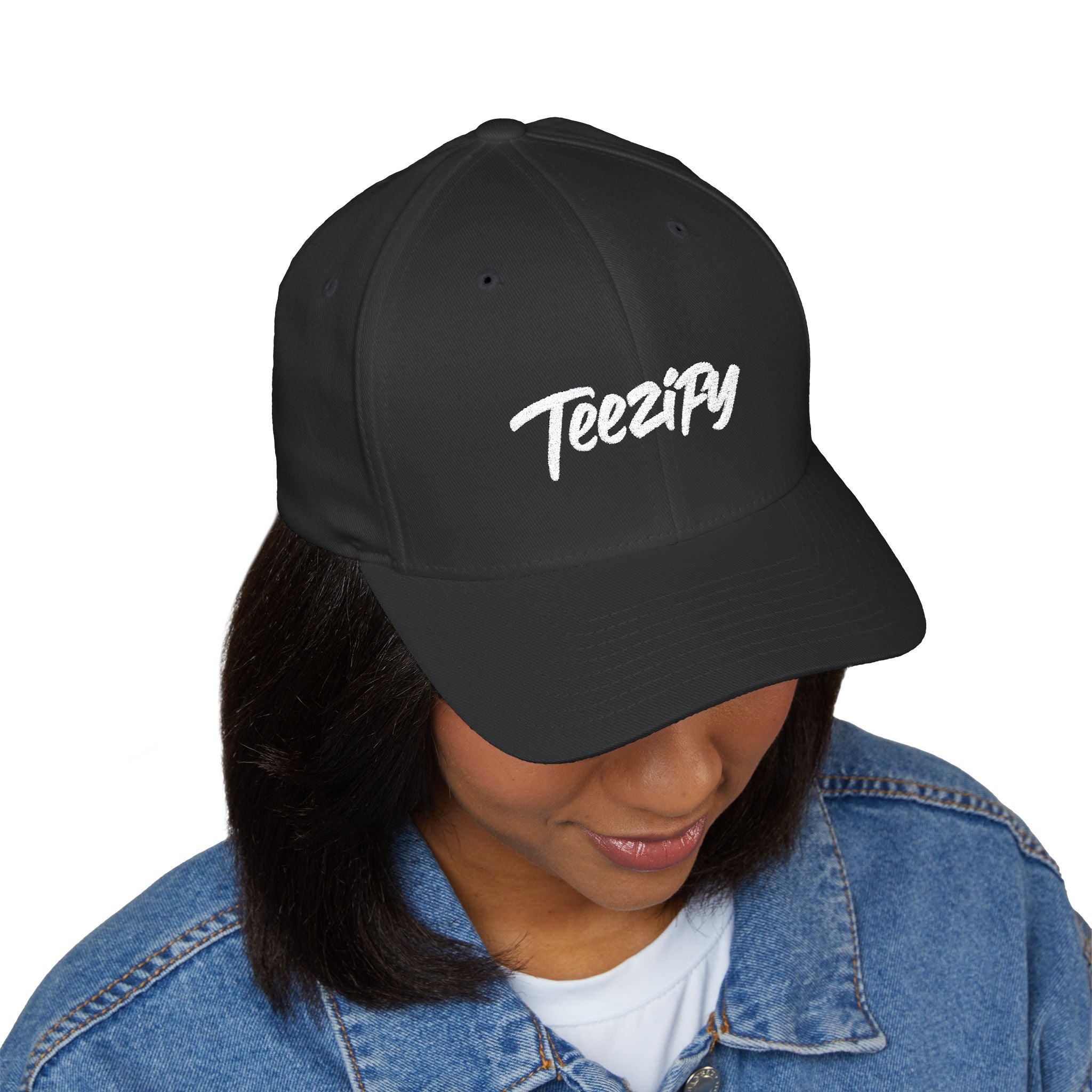 Embroidered 'Teezify' Structured Cap — Minimal Script Baseball Hat