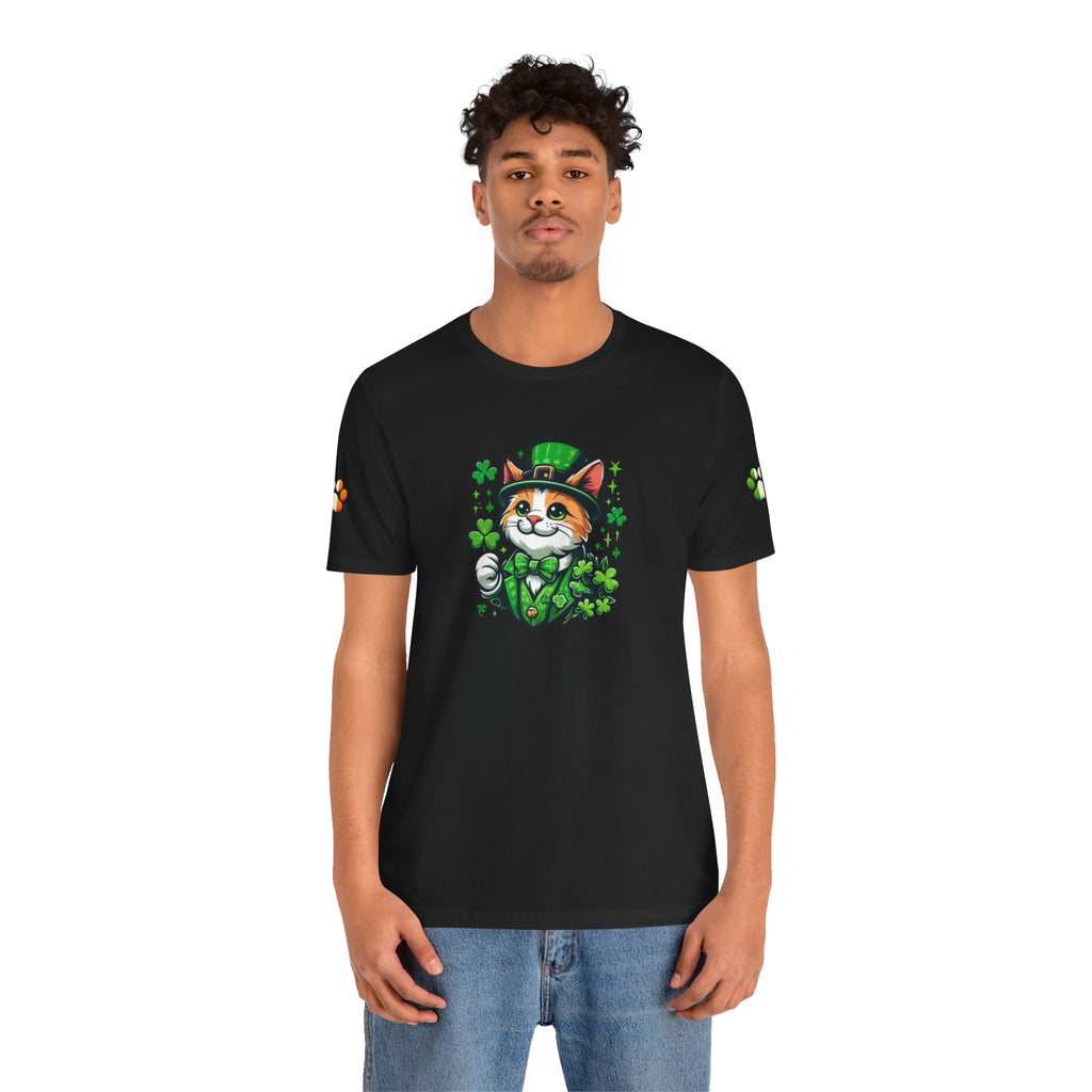 St. PAWty's Lucky Kitty Cat Saint Patrick's Day Unisex Jersey Short Sleeve Tee