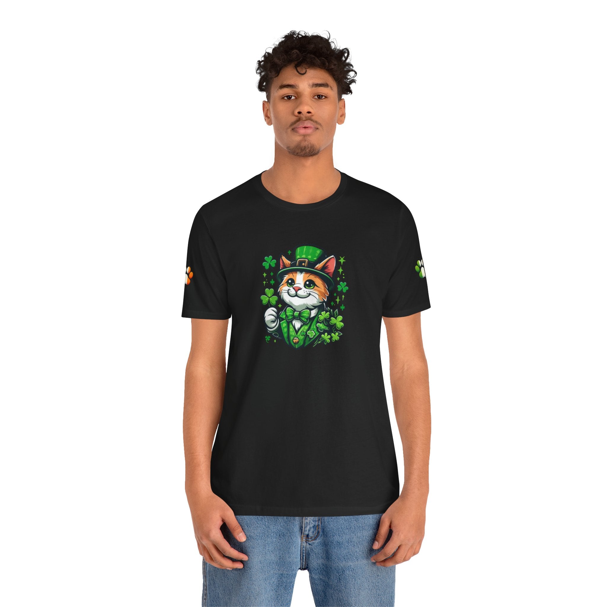 St. PAWty's Lucky Kitty Cat Saint Patrick's Day Unisex Jersey Short Sleeve Tee