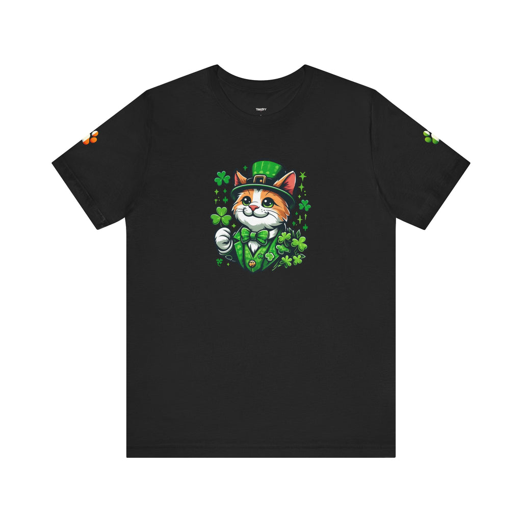 St. PAWty's Lucky Kitty Cat Saint Patrick's Day Unisex Jersey Short Sleeve Tee
