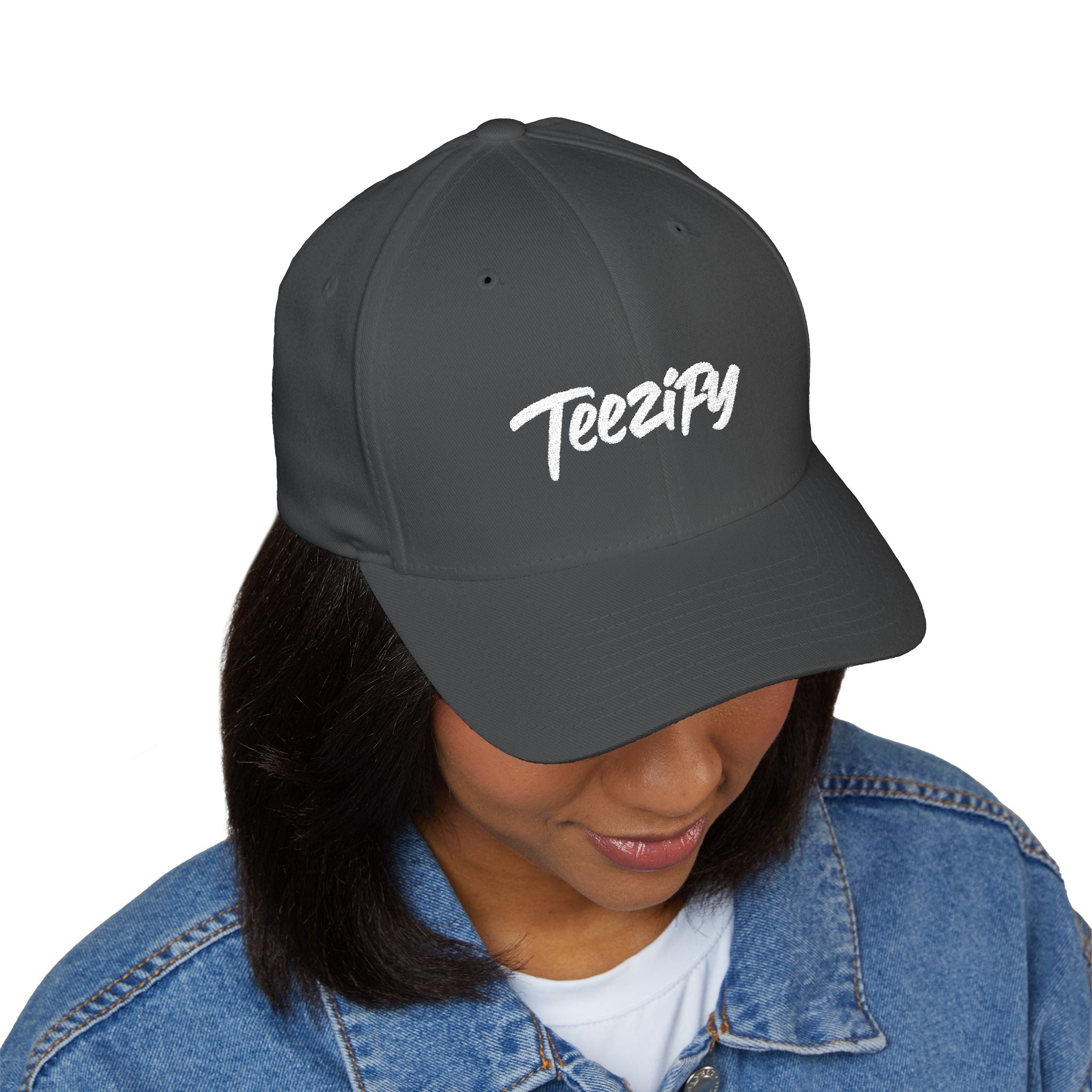 Embroidered 'Teezify' Structured Cap — Minimal Script Baseball Hat