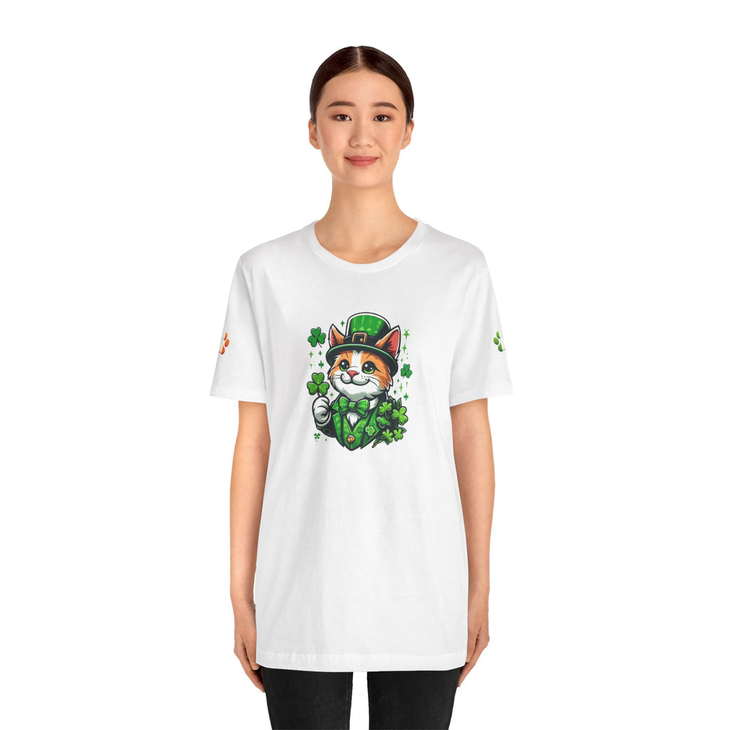 St. PAWty's Lucky Kitty Cat Saint Patrick's Day Unisex Jersey Short Sleeve Tee