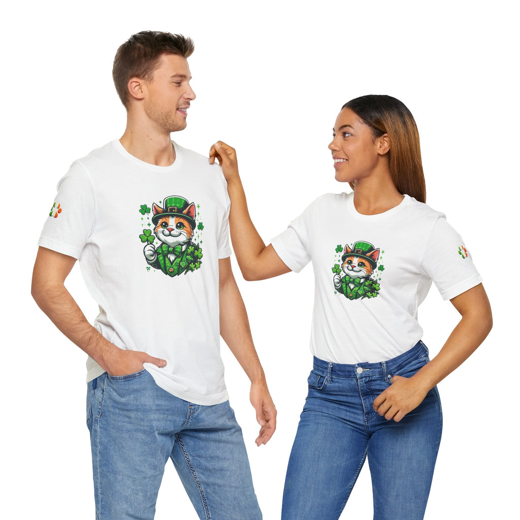 St. PAWty's Lucky Kitty Cat Saint Patrick's Day Unisex Jersey Short Sleeve Tee