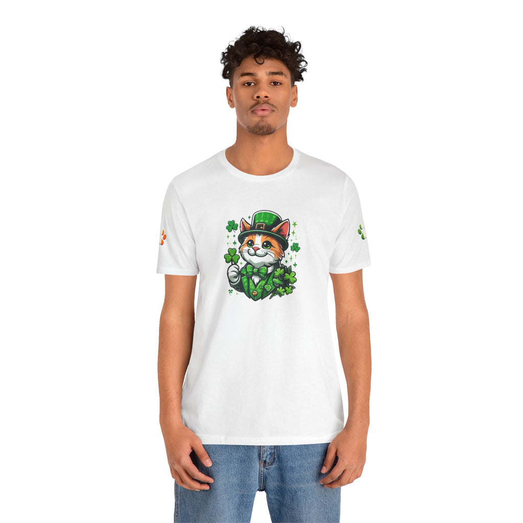 St. PAWty's Lucky Kitty Cat Saint Patrick's Day Unisex Jersey Short Sleeve Tee
