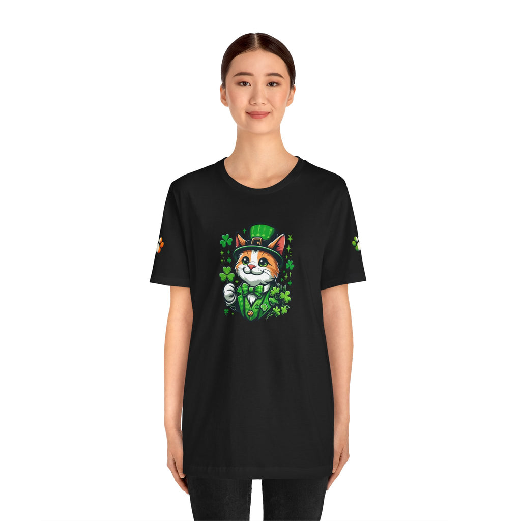 St. PAWty's Lucky Kitty Cat Saint Patrick's Day Unisex Jersey Short Sleeve Tee